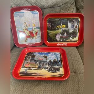 Coca Cola trays total of 3
